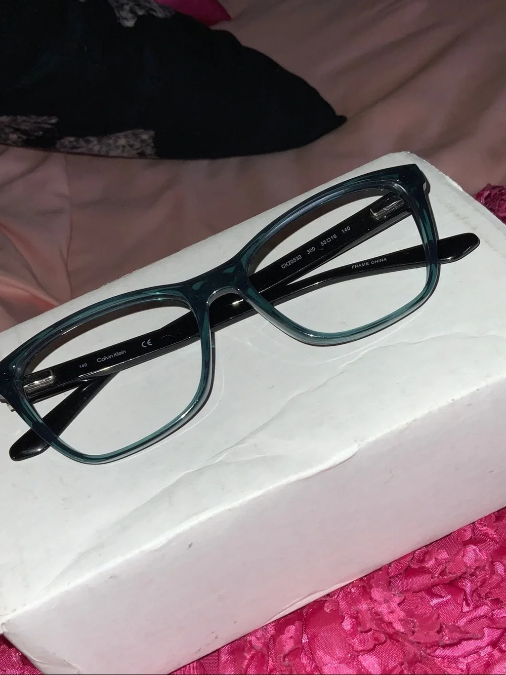 Calvin Klein Women's Teal Rectangle Optical Glasses Frames